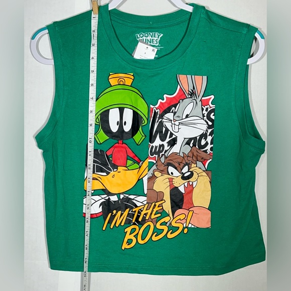 NWT Looney Tunes Shrit Women’s Size Small Sleeveless Green Teal I’m The Boss - Picture 3 of 7